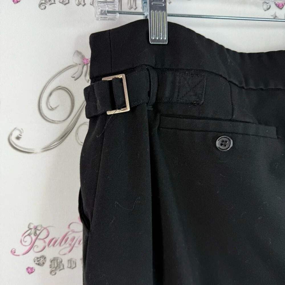 Smart Set pants wide leg buckle Black Boot-Cut Dress Pants with Waist Tab Detail